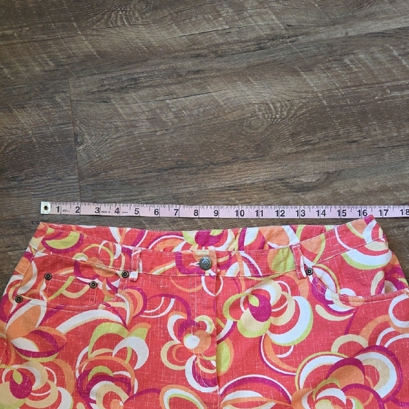 Ruby Rd. Capris With Pink Orange White & Purple Swirl Design Cotton Women's 14 - Picture 9 of 12